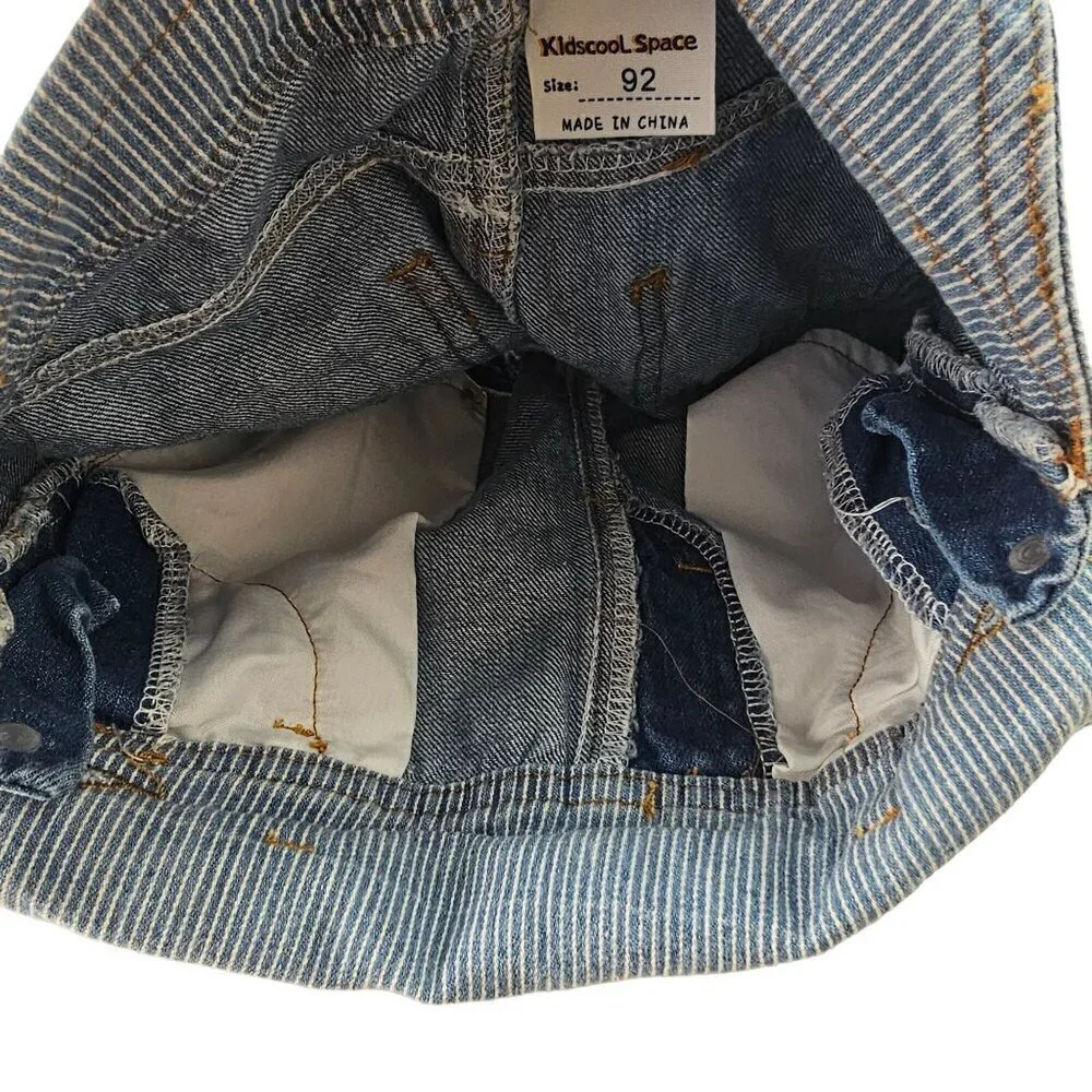 Kidscool Space Denim Bib Overall Baby 3-6M Applique Adjustable Straps Distressed